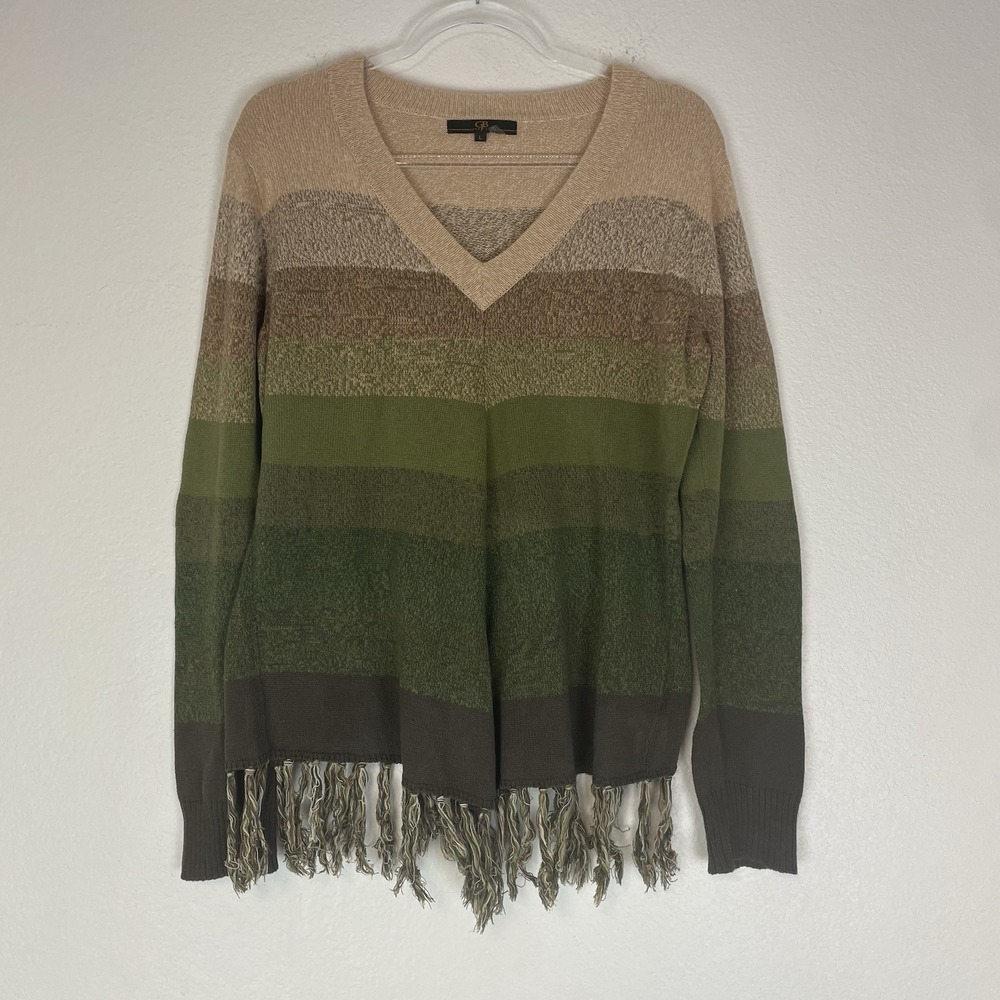 GJB Sweater Women Large Boho Fringe Gremlincore Forest Fairy Grunge Indie Earthy